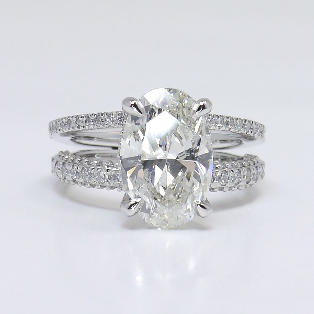 Custom Split Shank 3.5 Carat Oval Diamond Engagement Ring