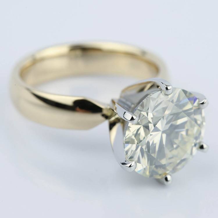 4 Carat Diamond Engagement Ring in Yellow Gold