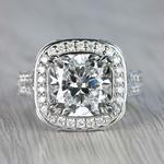4 Carat Split Shank Halo Cushion Diamond Engagement Ring - small