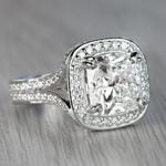 4 Carat Split Shank Halo Cushion Diamond Engagement Ring - small angle 3