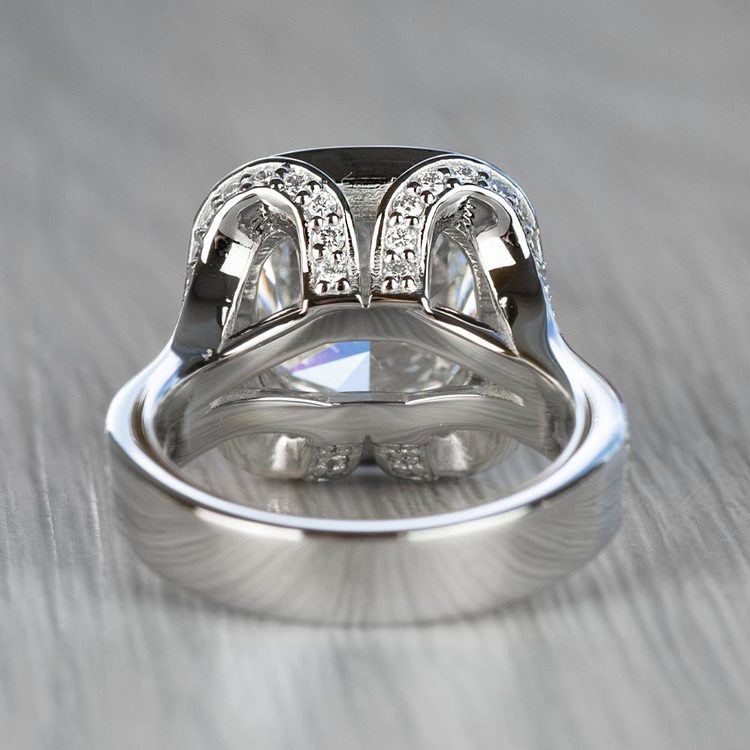 4 Carat Split Shank Halo Cushion Diamond Engagement Ring angle 4