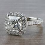 Sparkling 2 Carat Cushion Cut Diamond Ring With Diamond Halo - small angle 2