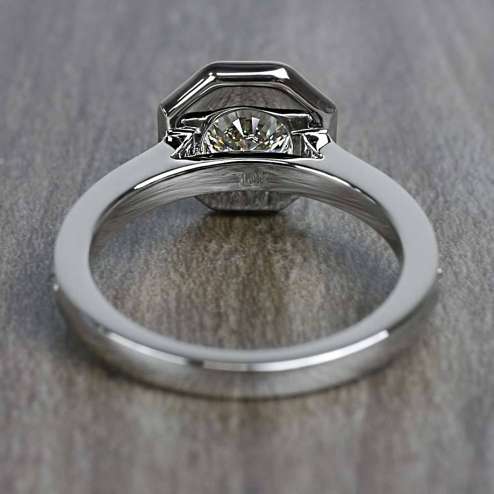 Art Deco Halo Engagement Ring (0.80 Carat Round Cut) angle 4