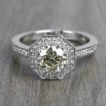 Art Deco Halo Engagement Ring (0.80 Carat Round Cut) - small