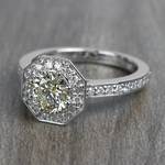 Art Deco Halo Engagement Ring (0.80 Carat Round Cut) - small angle 2
