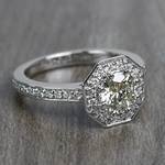 Art Deco Halo Engagement Ring (0.80 Carat Round Cut) - small angle 3