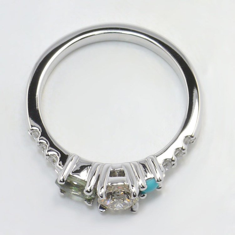  Asymmetrical Custom Diamond and Gemstone Ring angle 4