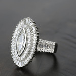 Baguette Diamond Double Halo 1920s Style Engagement Ring - small angle 2