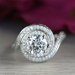 Beautiful Double Halo Swirling Diamond Engagement - small angle 5