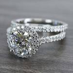Beautiful Halo Engagement 2 Carat Diamond Ring Wedding Set - small angle 2