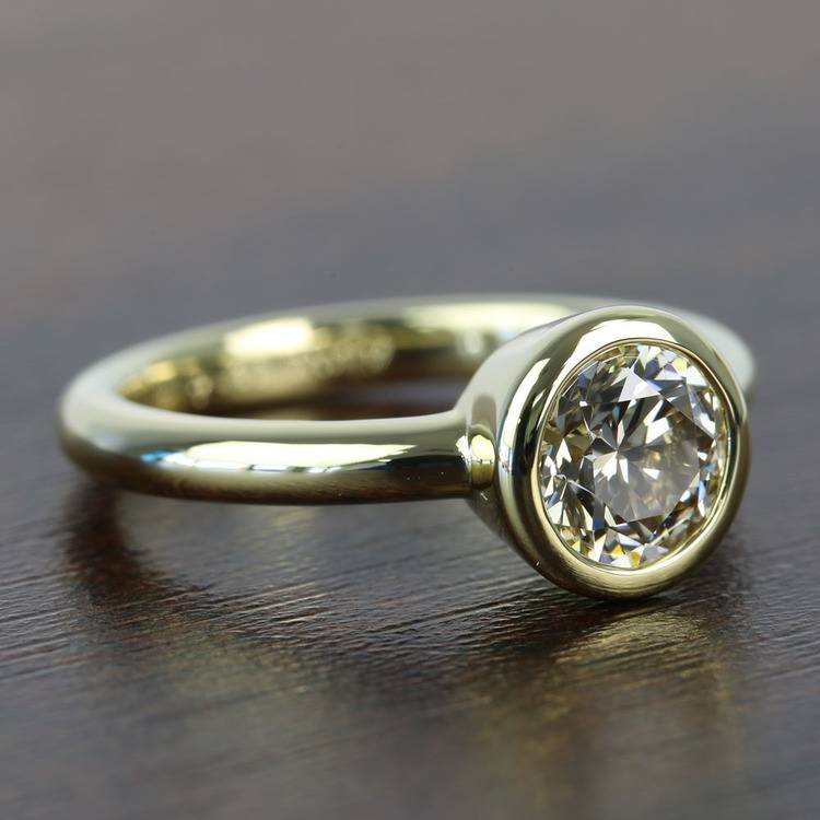 Bezel 1.25 Carat Round Solitaire Diamond Engagement Ring