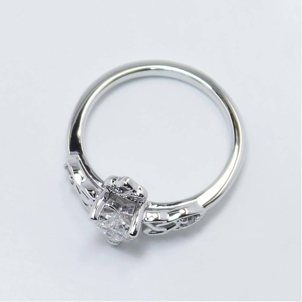 0.50 Carat Claddagh Ring With Diamond Heart In 14k White Gold angle 4