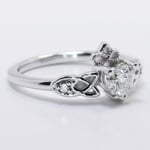 0.50 Carat Claddagh Ring With Diamond Heart In 14k White Gold - small angle 2