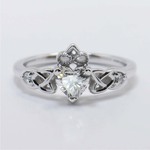 0.50 Carat Claddagh Ring With Diamond Heart In 14k White Gold - small