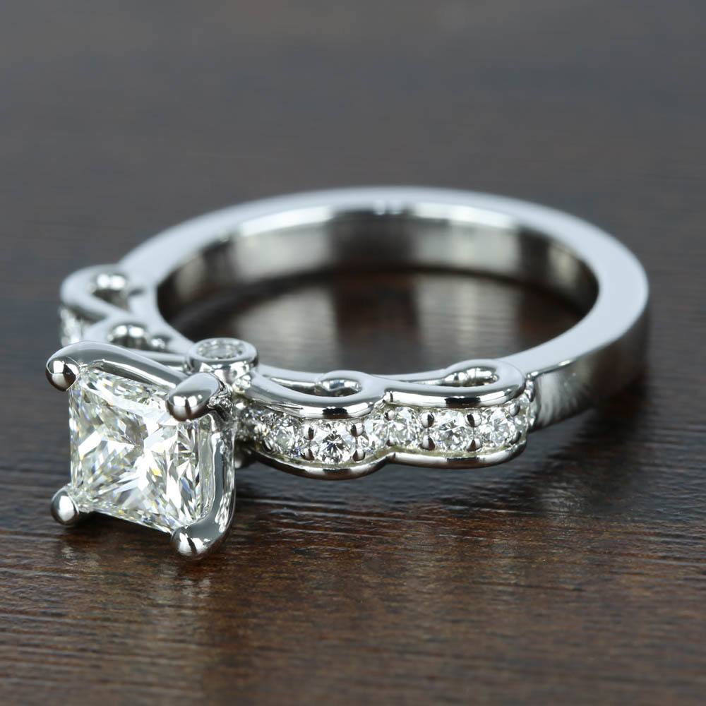 One Carat Ribbon Diamond Engagement Ring In White Gold