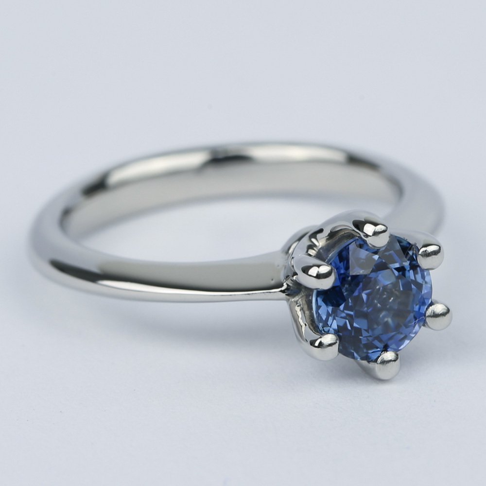 Blue Sapphire Solitaire Engagement Ring In Palladium angle 3