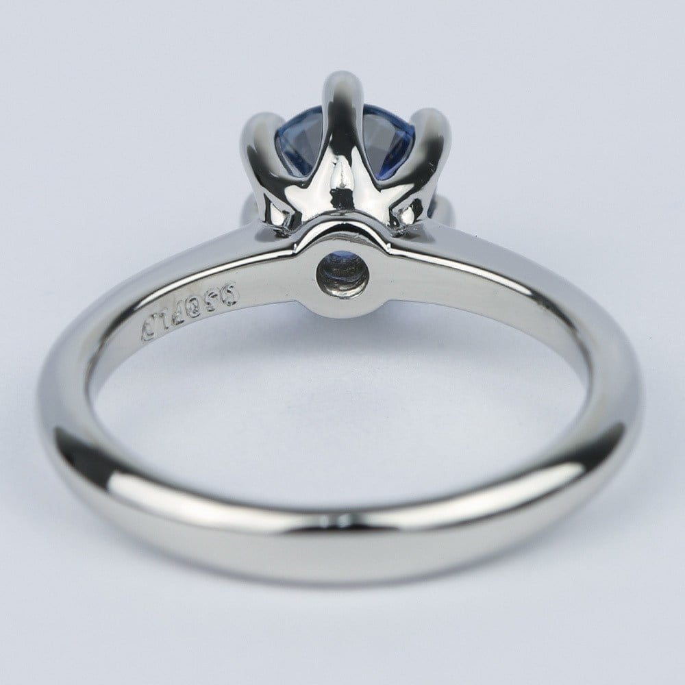 Blue Sapphire Solitaire Engagement Ring In Palladium angle 4