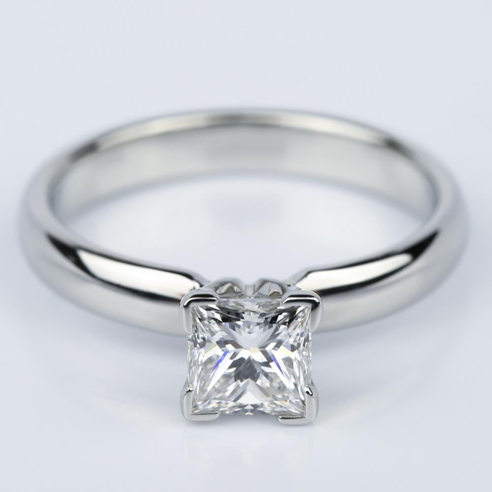 Comfort Fit  Princess  Cut  Diamond Engagement  Ring  0 74 ct 