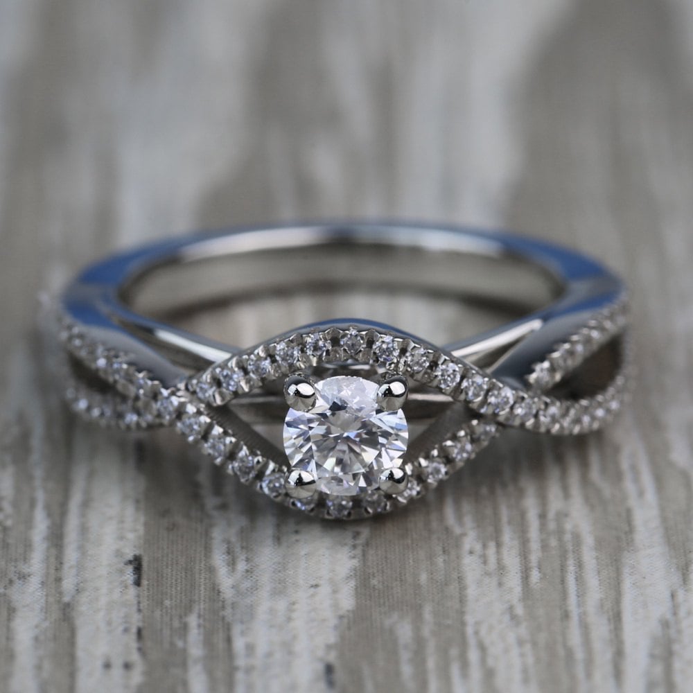 Cross Split-Shank 0.33 Carat Round Diamond Engagement Ring