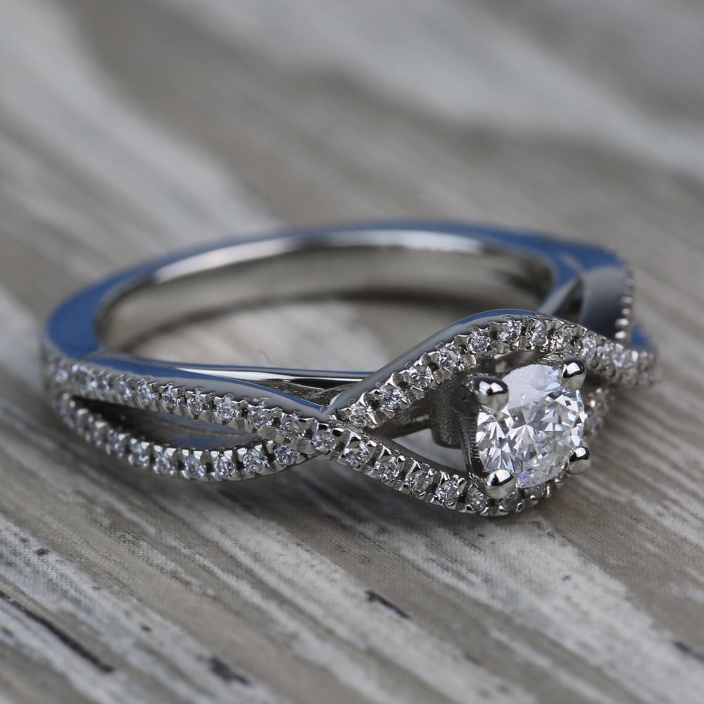 Cross Split-Shank 0.33 Carat Round Diamond Engagement Ring angle 3