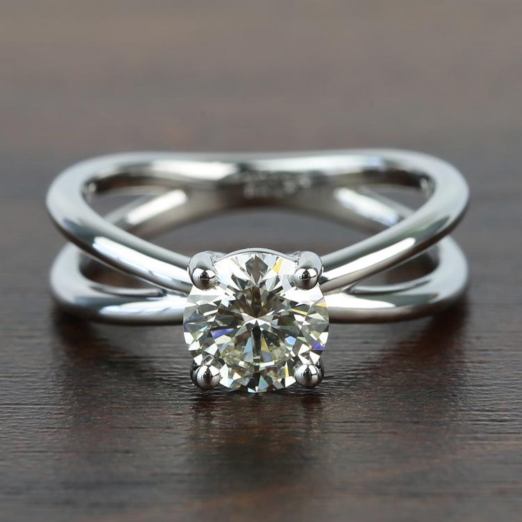 Cross Split Shank Solitaire Round Loose Diamond Engagement Ring
