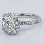 Cushion Cut Micropave Halo Diamond Engagement Ring