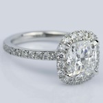 Cushion Cut Micropave Halo Diamond Engagement Ring
