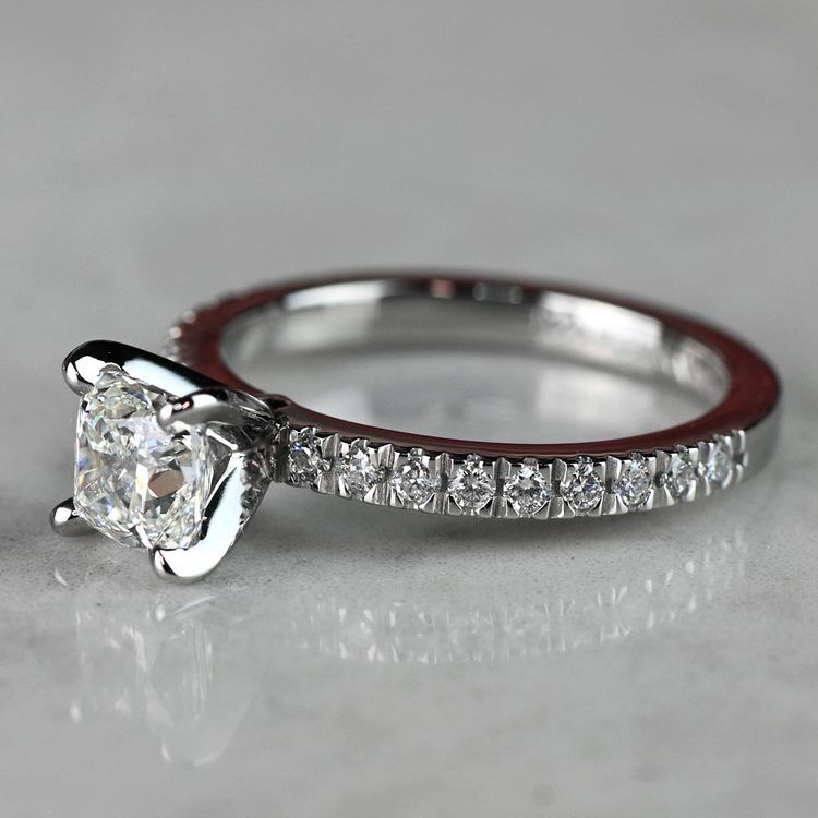 Cushion Platinum Diamond Engagement Ring (GIA Certified) angle 2