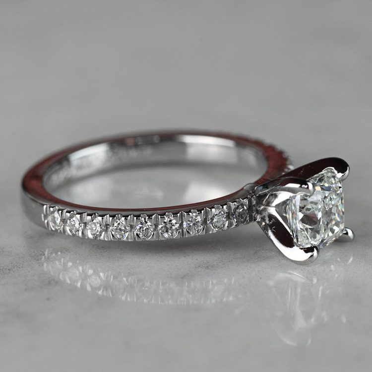 Cushion Platinum Diamond Engagement Ring (GIA Certified) angle 3