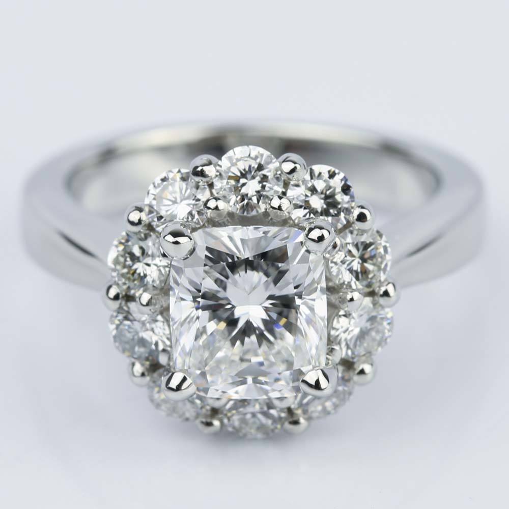 Vintage Floral Diamond Engagement Ring In Platinum