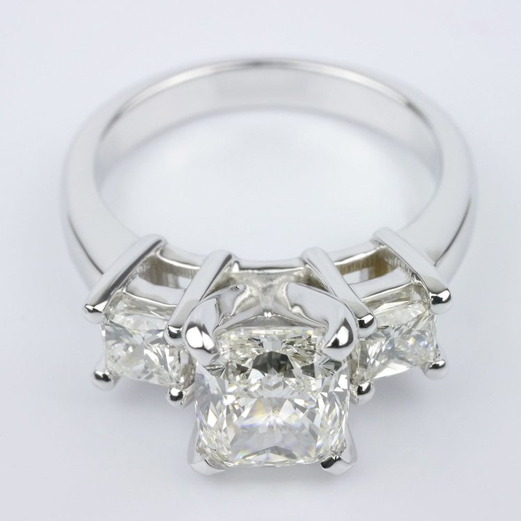 Cushion Diamond Ring With Two Princess