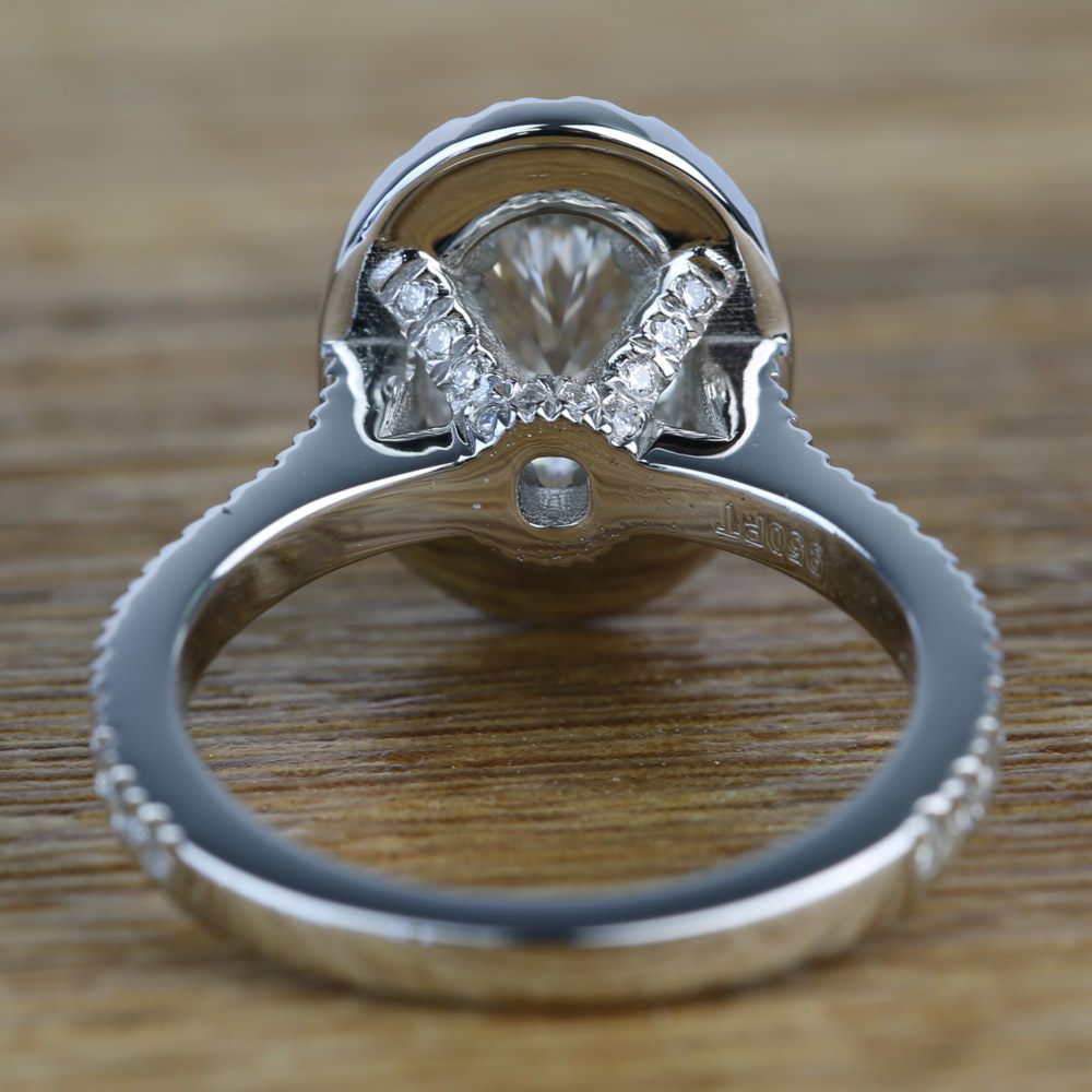 Custom 1.03 Carat Oval Petite Halo Diamond Engagement Ring angle 4