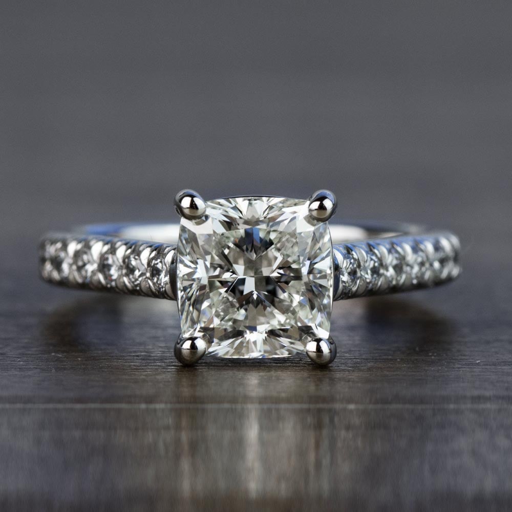 Custom 2.00 Carat Cushion Diamond Engagement Ring in Platinum