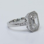 Emerald Cut Halo Engagement Ring In Platinum (1.5 Carat) - small angle 3