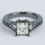 Custom Black Gold Engagement Ring With Princess Diamond - small