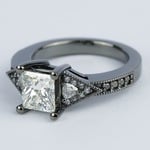Custom Black Gold Engagement Ring With Princess Diamond - small angle 2