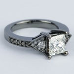 Custom Black Gold Engagement Ring With Princess Diamond - small angle 3