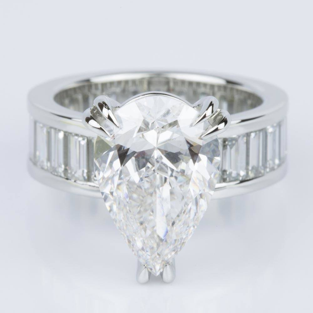 Unique 4 Carat Pear Diamond Eternity Ring With Baguettes