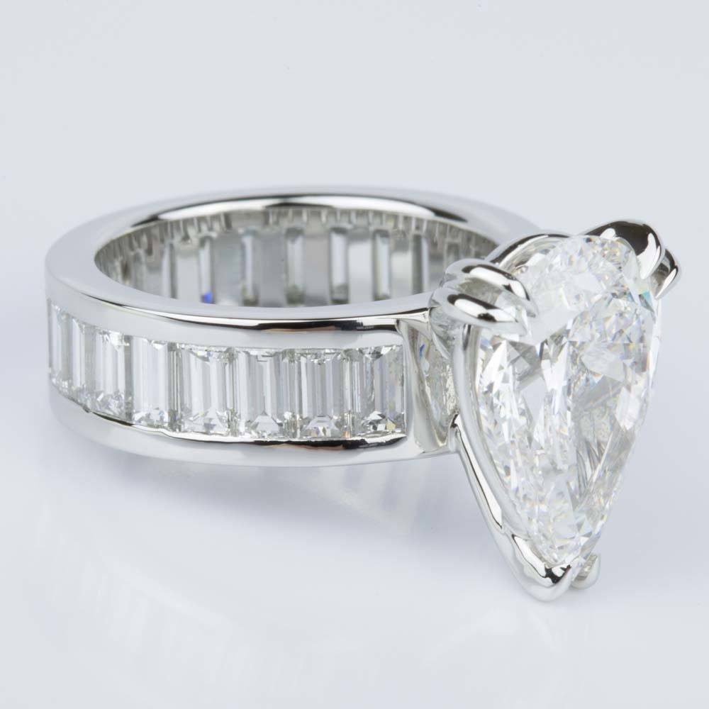 Unique 4 Carat Pear Diamond Eternity Ring With Baguettes angle 3