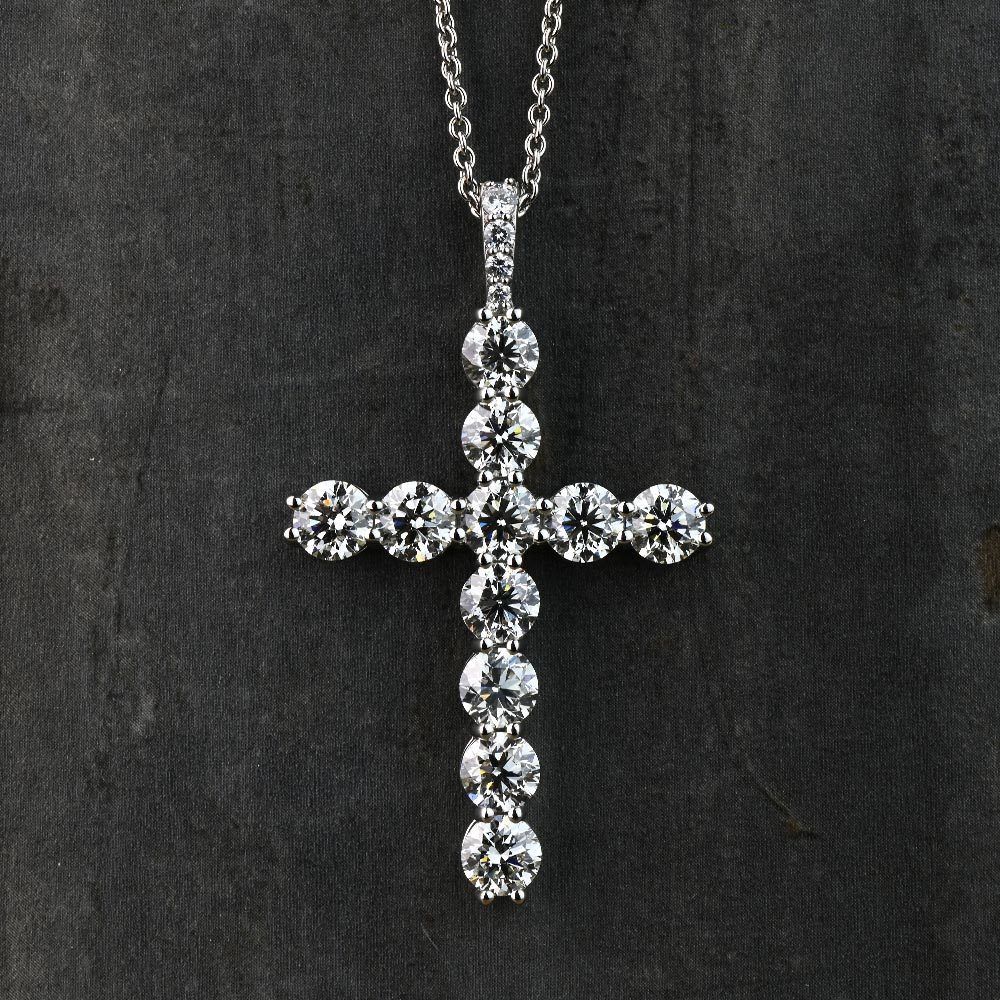 Custom Diamond Cross Necklace with Platinum Chain