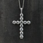Custom Diamond Cross Necklace with Platinum Chain - small