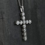 Custom Diamond Cross Necklace with Platinum Chain - small angle 2