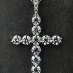 Custom Diamond Cross Necklace with Platinum Chain - small angle 3