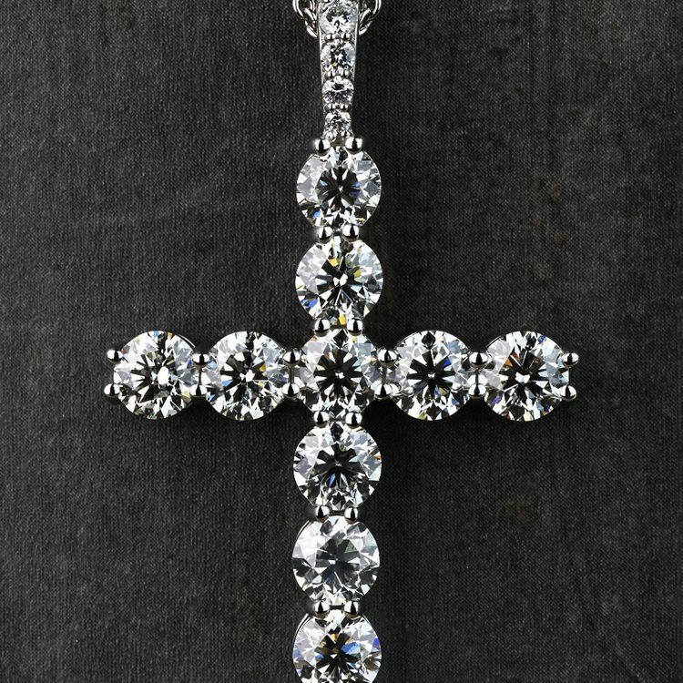 Custom Diamond Cross Necklace with Platinum Chain angle 3