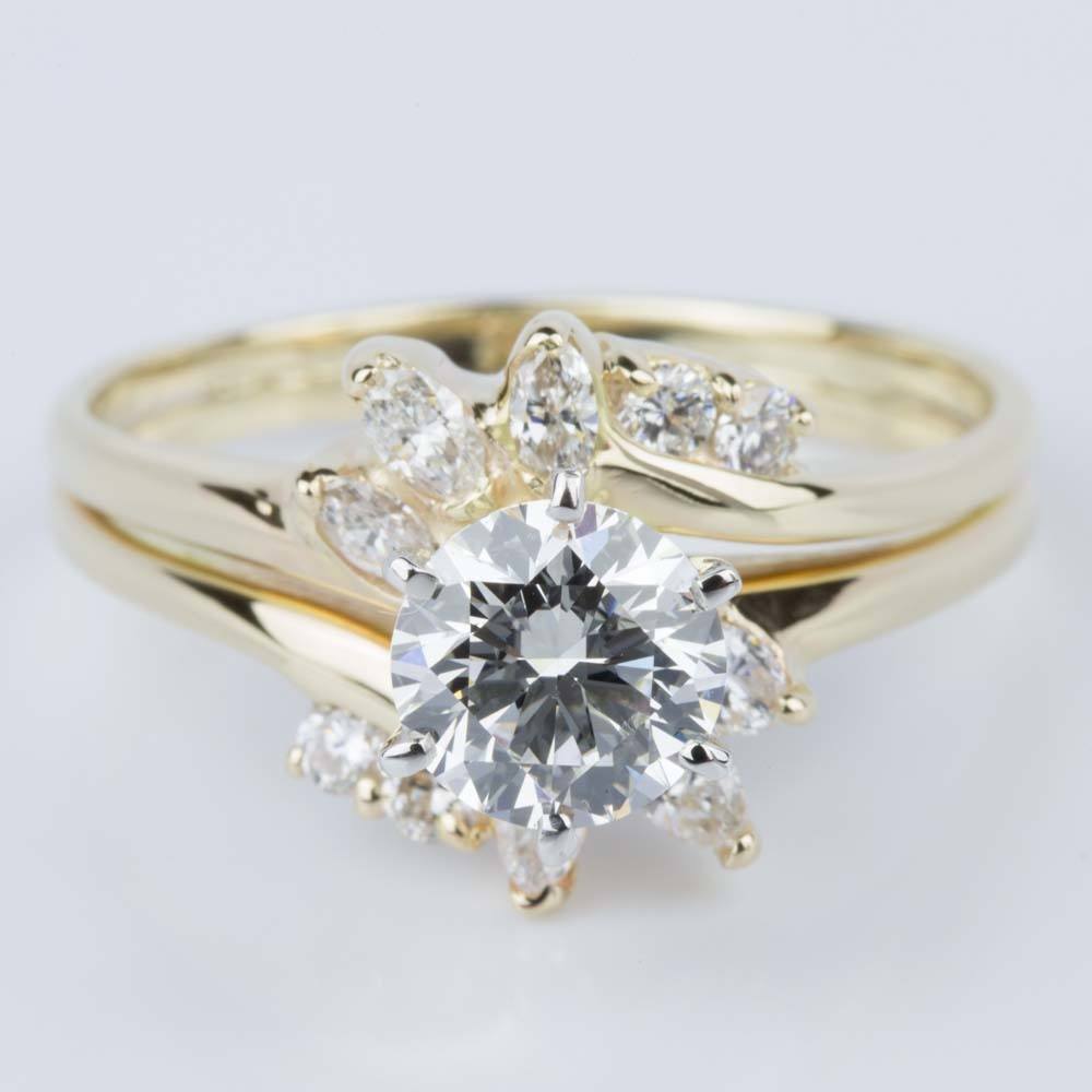 Custom Diamond Floral Engagement Ring in Yellow Gold (1.20 ct.)