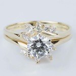 Custom Diamond Floral Engagement Ring in Yellow Gold (1.20 ct.) - small