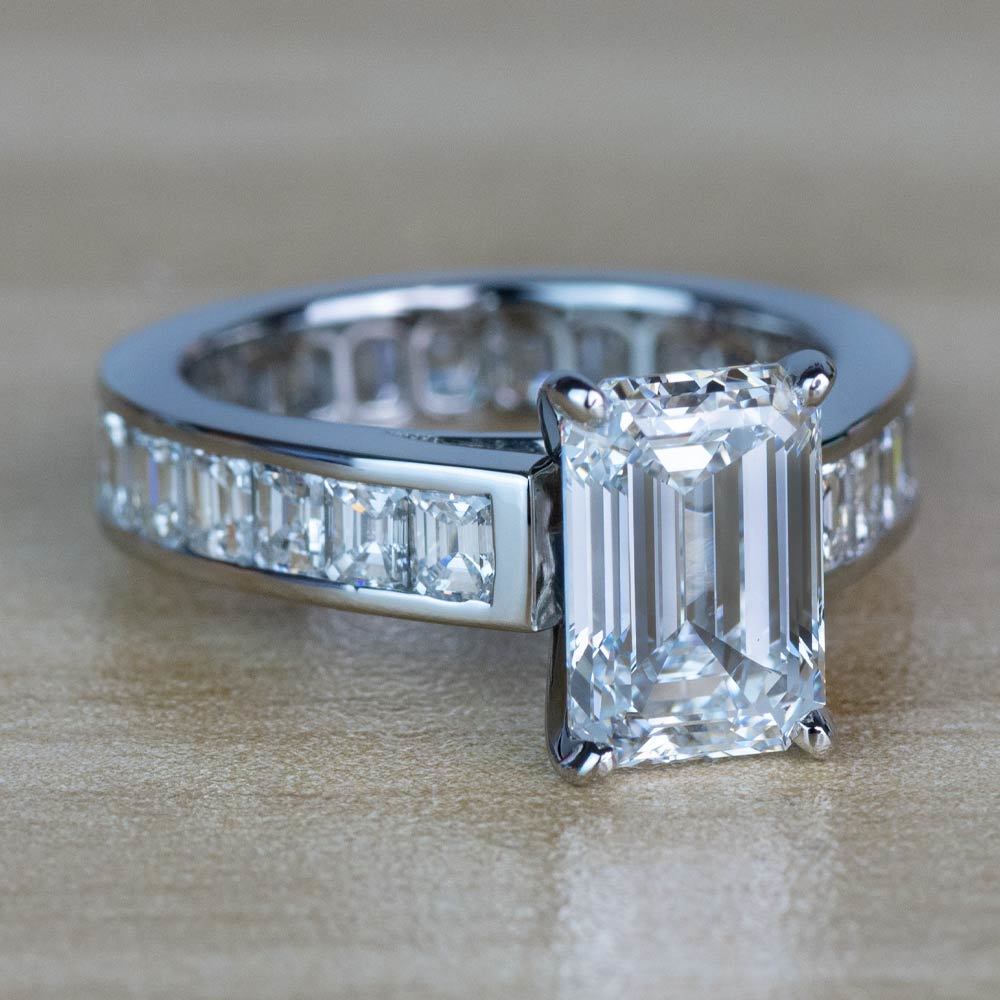 Custom Emerald Diamond Engagement Ring in Platinum