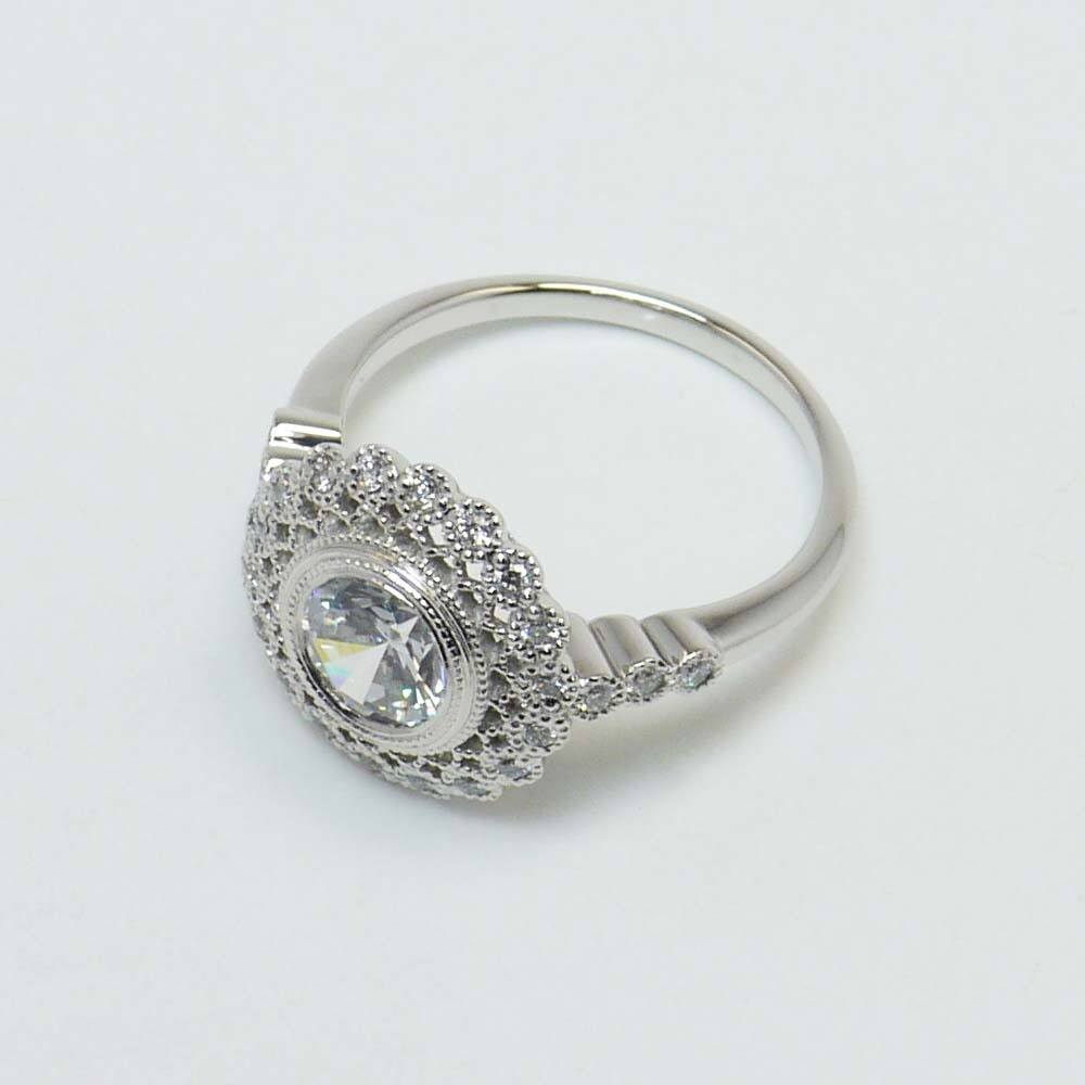 1 Carat Flower Halo Diamond Engagement Ring angle 4