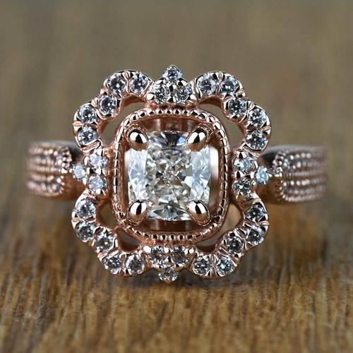 Ruby Gemstone Touch Emerald Cut Diamond Engagement Ring