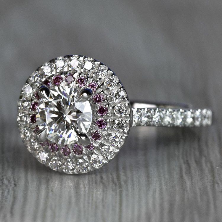Custom Halo Engagement Ring With Natural Pink Diamonds angle 2